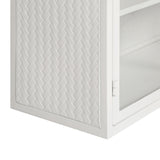 27.56"Glass Doors Modern Two-door Wall Cabinet with Featuring Three-tier Storage White