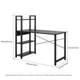 Bedroom desk, steel frame, computer desk, student desk, desk with 4 storage shelves, computer desk, metal and wood - V.I.P Digital Presence
