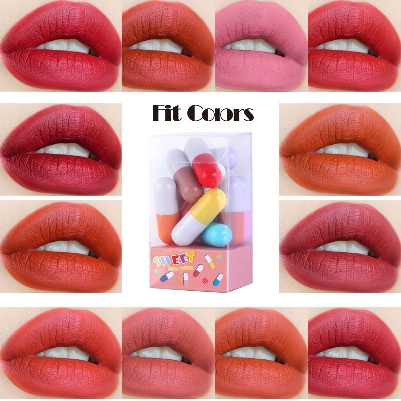 Fit Colors 12 Colors Mini Pill Matte Lipstick Velvet Matte Portable Pill Capsule Lipstick - V.I.P Digital Presence