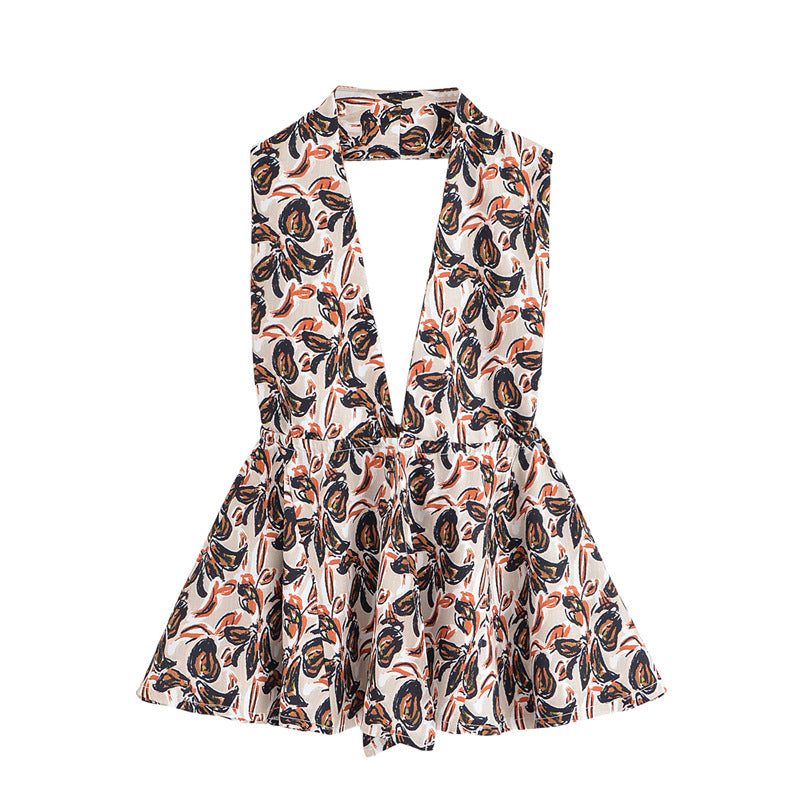 Elegant Strapless Top with Floral Print and Wide-Leg Pants Set - V.I.P Digital Presence