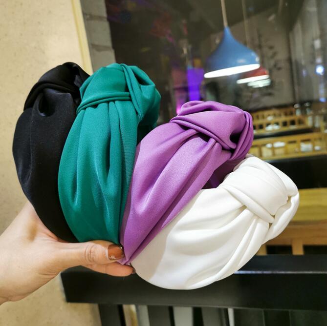 New Fashion Women Headband Adult Wide Side Solid Color Hairband Center Knot Turban Casual Hair Accessories Wholesale - V.I.P Digital Presence