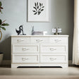 Modern 3 Drawer Bedroom Chest of Drawers with 7 Drawers Dresser Clothes Organizer -Metal Pulls White, 47.6″L x 15.7″W x 26.6″H - V.I.P Digital Presence