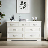 Modern 3 Drawer Bedroom Chest of Drawers with 7 Drawers Dresser Clothes Organizer -Metal Pulls White, 47.6″L x 15.7″W x 26.6″H - V.I.P Digital Presence