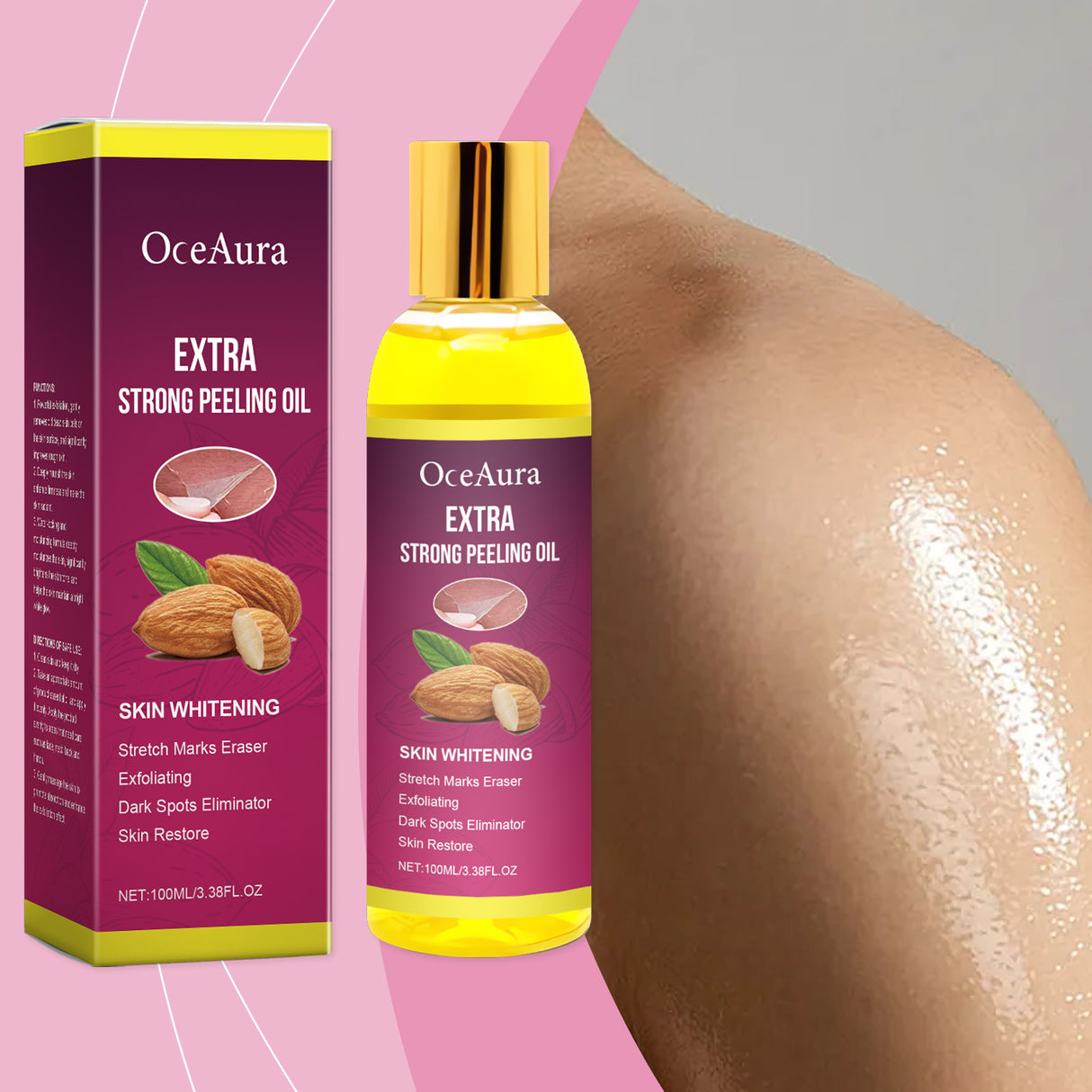 Aceite exfoliante corporal Oceaura, aceite exfoliante corporal limpiador e hidratante.