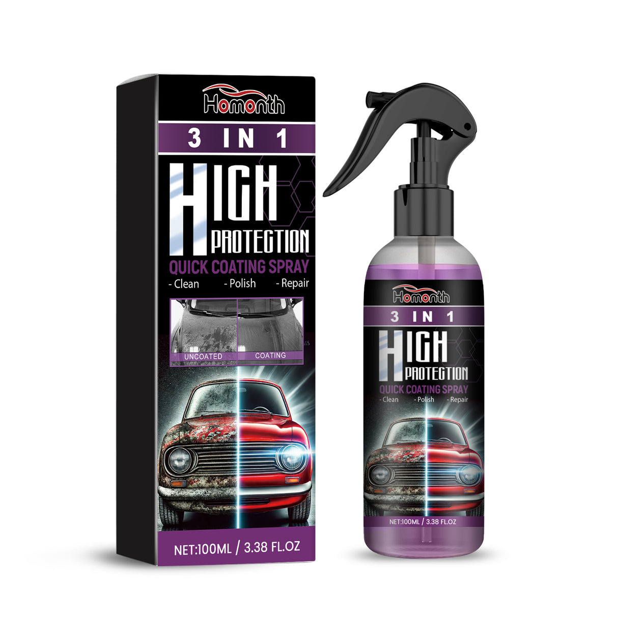 HOMONTH 3 In 1 High Protection Quick Coating Spray, Long Lasting Oil Waterproof Antifouling Cleaning Maintenance - V.I.P Digital Presence