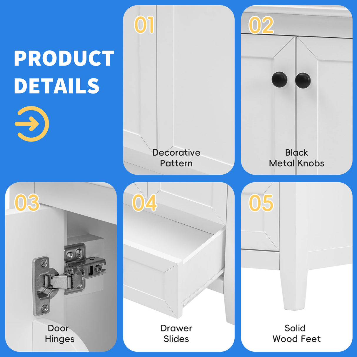24" Bathroom Vanity with Sink, Bathroom Vanity Cabinet with One Drawer and Doors, Solid Wood and MDF, White - V.I.P Digital Presence