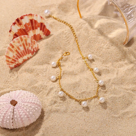 Pearl 18K Gold-Plated Charm Anklet - V.I.P Digital Presence