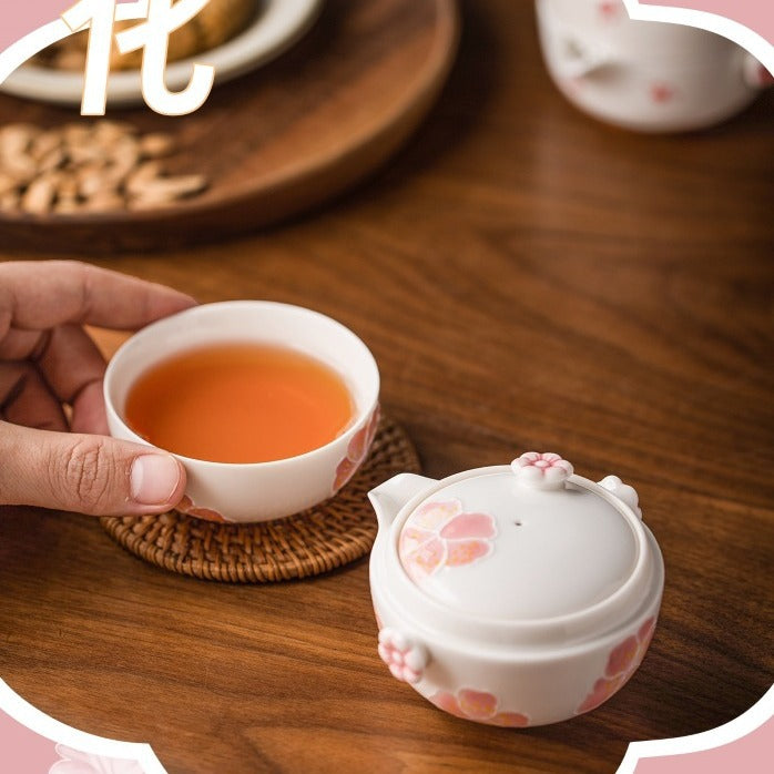 Sakura Kuaike Cup Portable Travel Kung Fu Tea Set One Pot One Cup Ceramic Tea Set Single Tea Maker Female - V.I.P Digital Presence