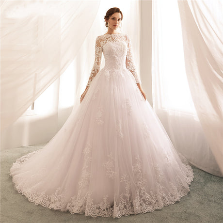 Vestido de Noiva Long Sleeves Wedding Dresses Lace A Line Wedding Gowns Sexy Sheer New Arrival Bride Dress Robe De Mariee - V.I.P Digital Presence