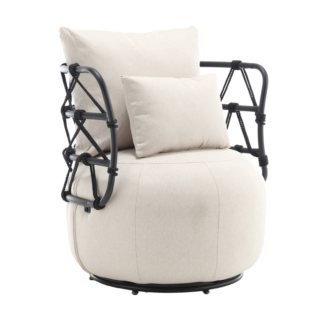 COOLMORE Upholstered Tufted Living Room Chair Textured Linen Fabric Accent Chair with Metal Stand - V.I.P Digital Presence