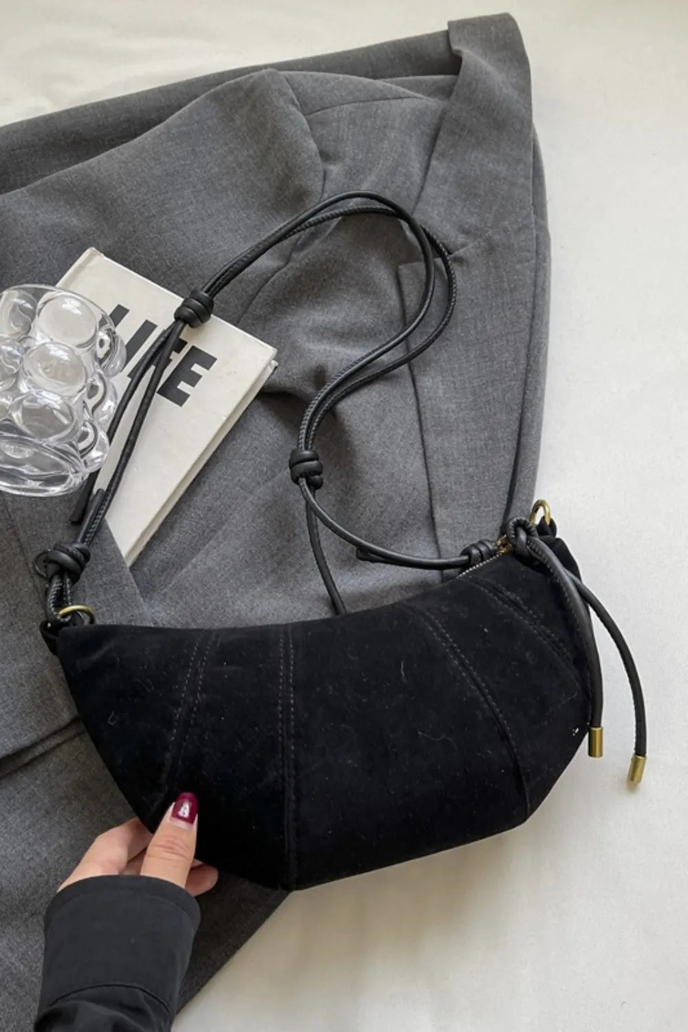 PU Leather Strap Suede Shoulder Bag - V.I.P Digital Presence