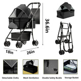 2-in-1 folding dog cart, pet folding cart, four-wheel dog/cat cart, waterproof pad, car seat, sun visor - V.I.P Digital Presence