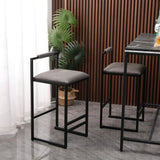 Set of 2 Counter Height Barstools Kitchen Island Stools (Gray with Back)