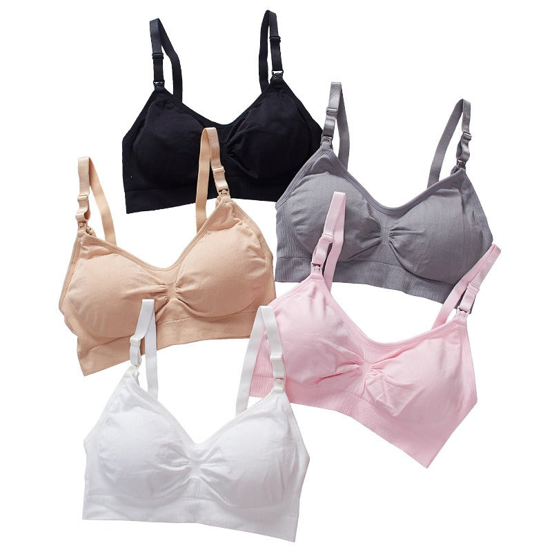 Pregnant Women Without Steel Ring Front Open Buckle Plus Size Seamless Breastfeeding Bra Adjustment Type Gathering Bra Underwear - V.I.P Digital Presence