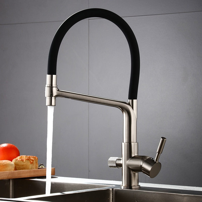 All copper three in one water purifier faucet, household kitchen vegetable washing basin, universal pull, waterproof and splash proof - V.I.P Digital Presence
