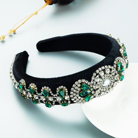 Hair Hoop Heavy Craft Retro Palace Feng Shui Drill Sponge Head Hoop Wide Side Baroque High Skull Top Hair Accessories - V.I.P Digital Presence
