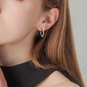 Inlaid Moissanite 925 Sterling Silver C-Hoop Earrings - V.I.P Digital Presence