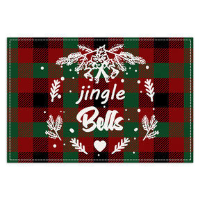 Christmas Tree Elk Printed Meal Mat Christmas Striped Checkered Table Mat White Hemp Western Food Mat - V.I.P Digital Presence
