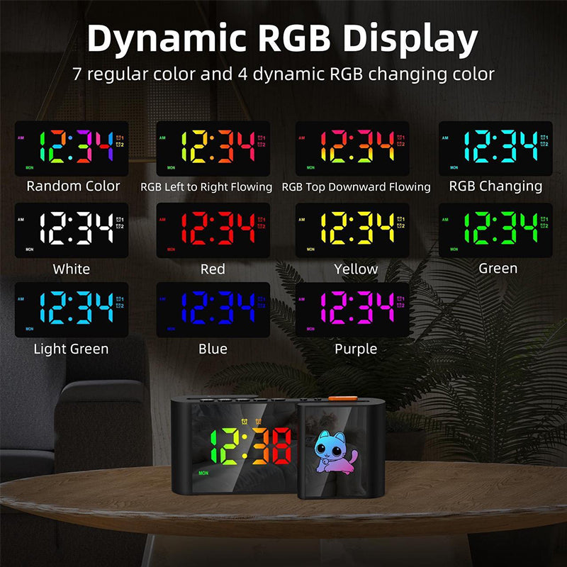 Creative S-shaped Dual-Screen RGB Colorful Alarm Clock, Adorable Cartoon Night Light Electronic Clock - V.I.P Digital Presence