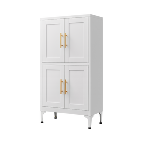 White metal kitchen storage cabinet, kitchen pantry storage cabinet with door and shelf, adjustable leveling feet - V.I.P Digital Presence