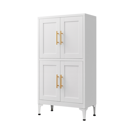 White metal kitchen storage cabinet, kitchen pantry storage cabinet with door and shelf, adjustable leveling feet - V.I.P Digital Presence