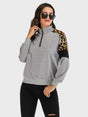 Contrast Leopard Half Zip Long Sleeve Sweatshirt - V.I.P Digital Presence
