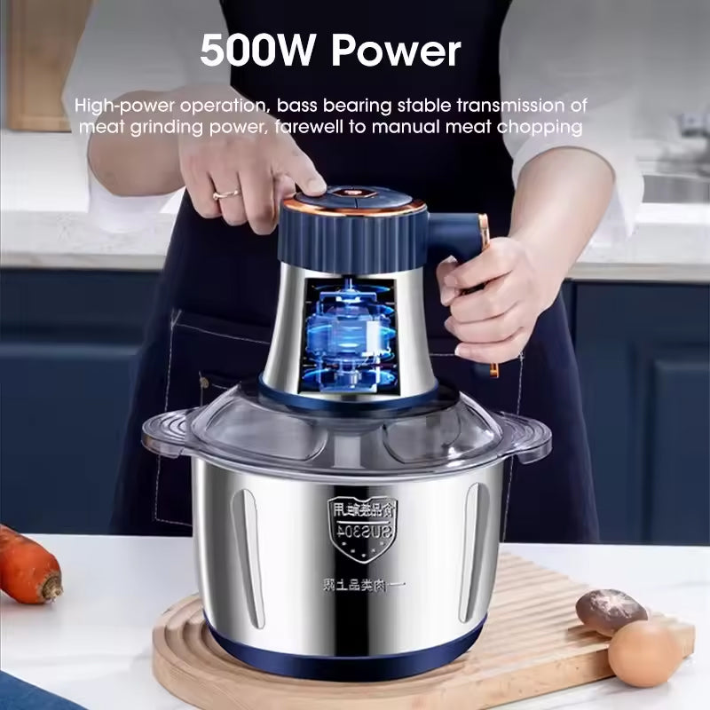 Electric Meat Grinders, 5L Food Processor, Stainless Steel Multifunctional Vegetable Slicer, Kitchen Chopper & Mixer - V.I.P Digital Presence