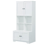 Bathroom storage cabinet, 4-door independent cabinet, adjustable shelf, open multi-layer shelf, white - V.I.P Digital Presence