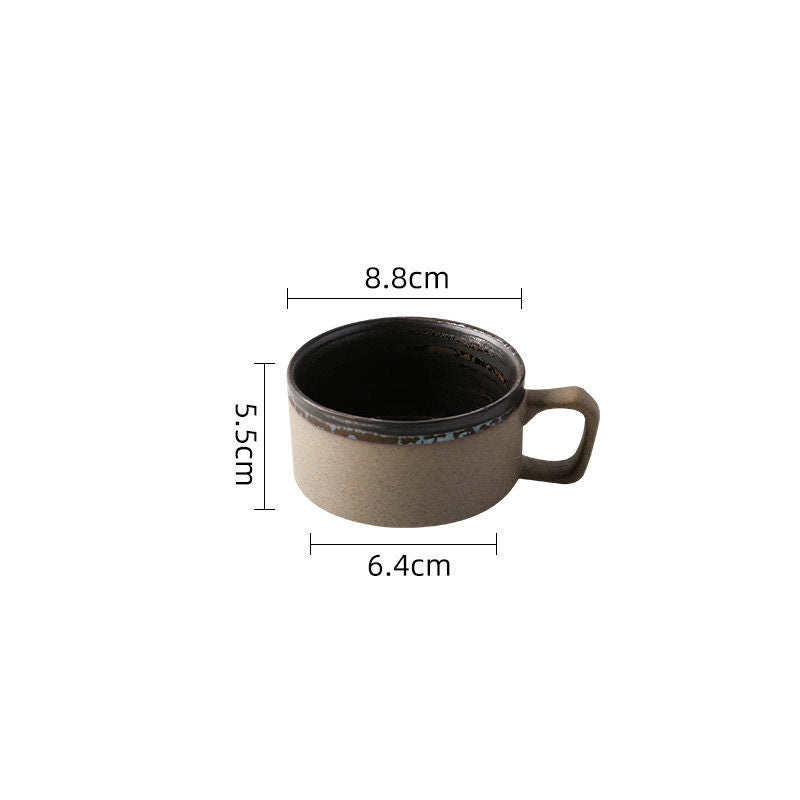 Coarse pottery coffee cup and plate set creative handmade retro coffee cup artistic cup plate milk cup - V.I.P Digital Presence