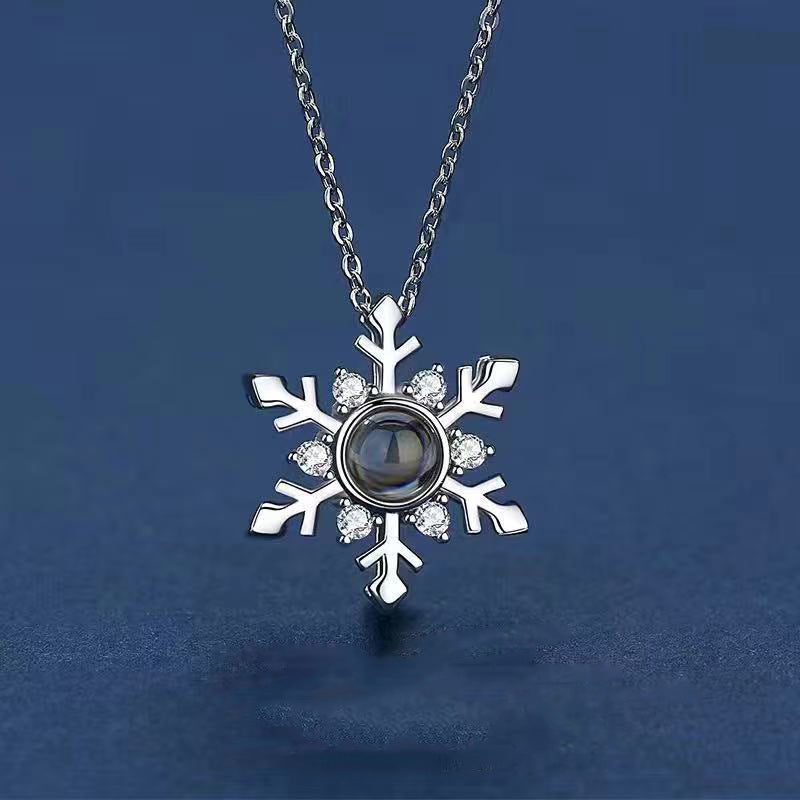 100 Languages I Love You Projection Snowflake Pendant Necklace Valentine's Day Girlfriend Gift - V.I.P Digital Presence