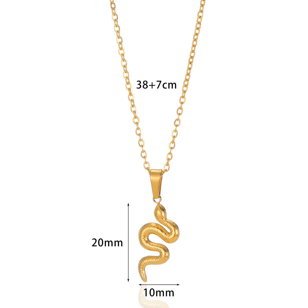 Spirit Snake Pendant Retro Style Personalized Necklace Women's Stainless Steel Gold Plated - V.I.P Digital Presence