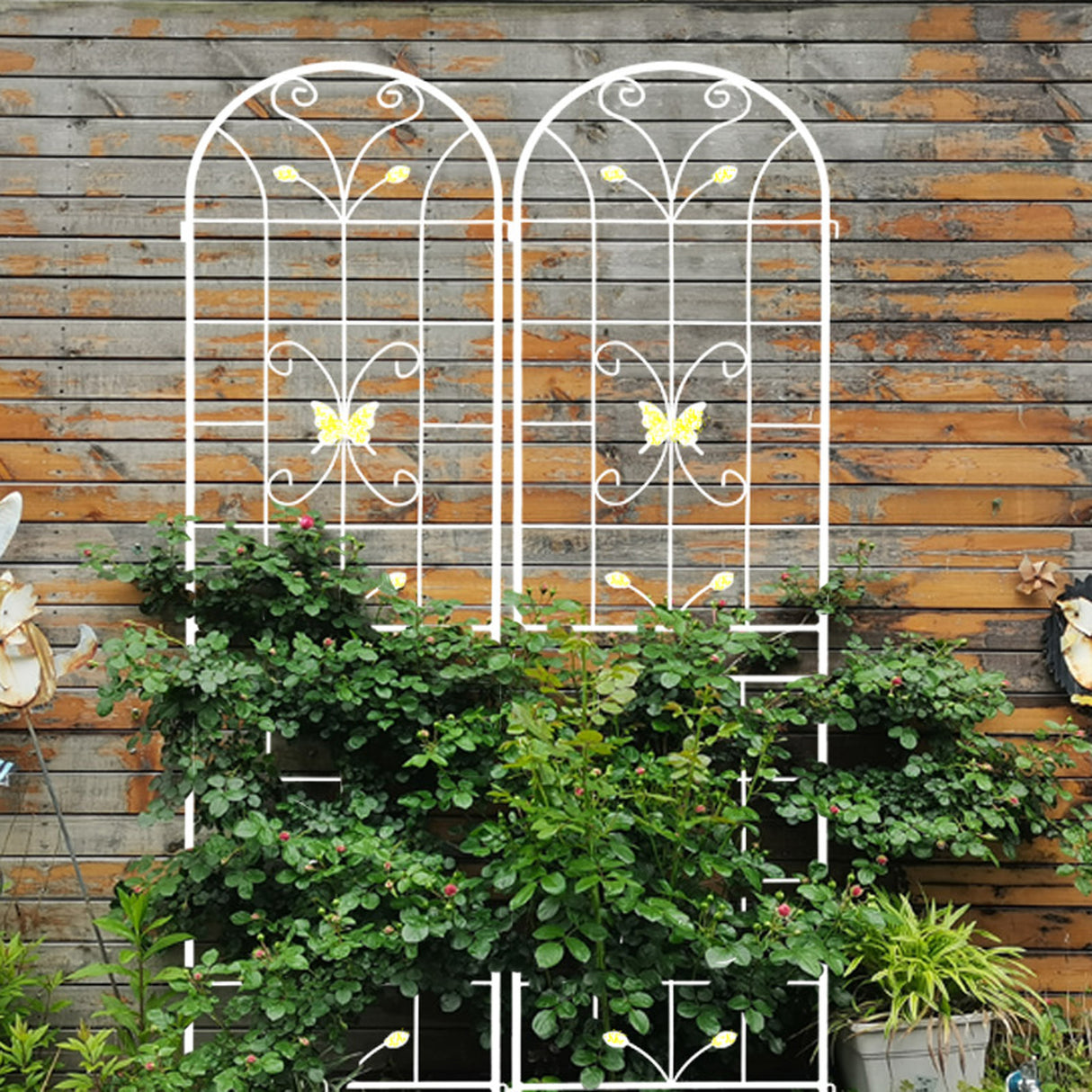 2 Pack Metal Garden Trellis 86.7" x 19.7" Rustproof Trellis for Climbing Plants Outdoor Flower Support Cream White - V.I.P Digital Presence