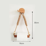 Nordic Indoor Wooden Solid Wood Hemp Rope Animal Tissue Holder Children's Room Decoration Wall Hanger Hemp Rope Hook Toilet Paper Holder - V.I.P Digital Presence