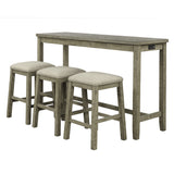 TOPMAX 4 Pieces Counter Height Table with Fabric Padded Stools,Rustic Bar Dining Set with Socket,Gray Green - V.I.P Digital Presence