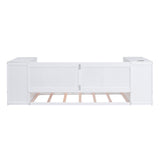 Twin Size Daybed with Storage Arms  Trundle and Charging Station White