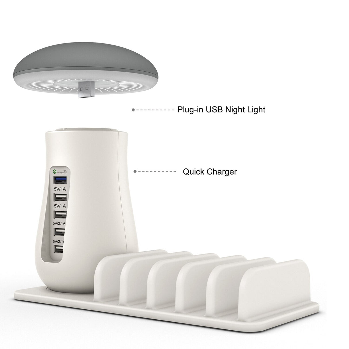 Multi Port Quick charger 3.0 Mushroom Lamp QC3.0 Charge for smart phone  Led Lamp USB Charging Station Dock - V.I.P Digital Presence