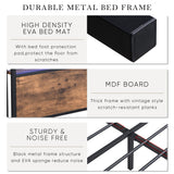 Large bed frame with storage headboard and 2 drawers, LED light bed, charging station, metal platform bed - V.I.P Digital Presence