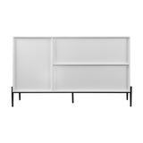 Modern characteristic storage cabinet side panel with glass sliding door and 3 drawers, dining table cabinet in white color - V.I.P Digital Presence