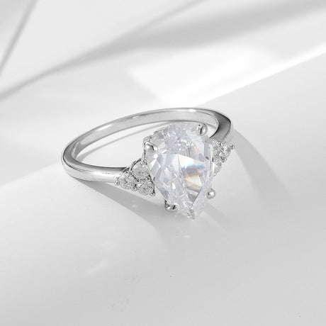 S925 Sliver Moissanite Rings for Women D VVS1 Pear Shape Diamond Engagement Wedding Fine Jewelry Gift - V.I.P Digital Presence