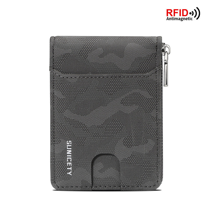RFID Zipper Large Capacity Certificate Credit Multi Card Man's Organ Card Case PU Camouflage Wallet - V.I.P Digital Presence