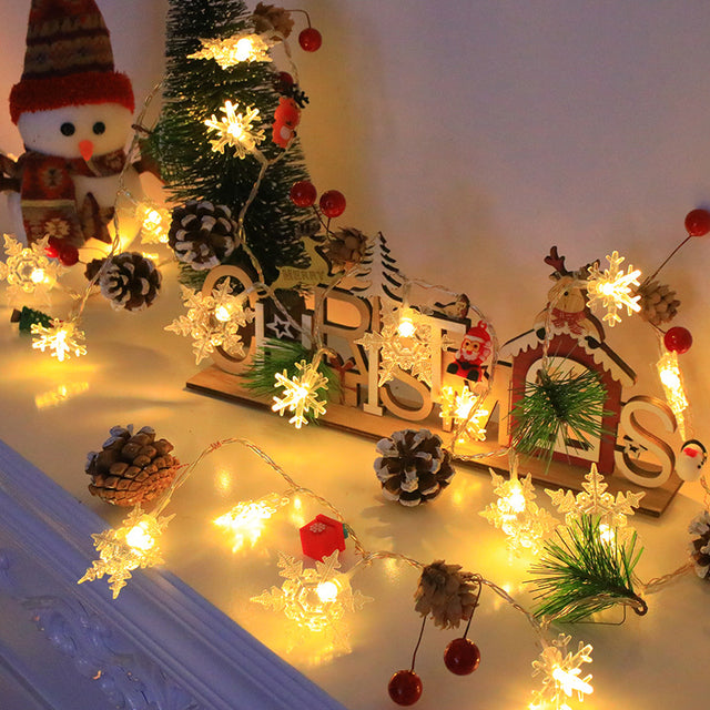 Snowflake Pinecone Christmas Wreath Light String Bell Pine Needle Red Berry Doll Staircase Decorative Light - V.I.P Digital Presence