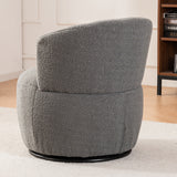 Grey Plush Swivel Accent Chair - Contemporary Round Armchair with 360° Rotation and Metal Base for Living Room Elegance - V.I.P Digital Presence