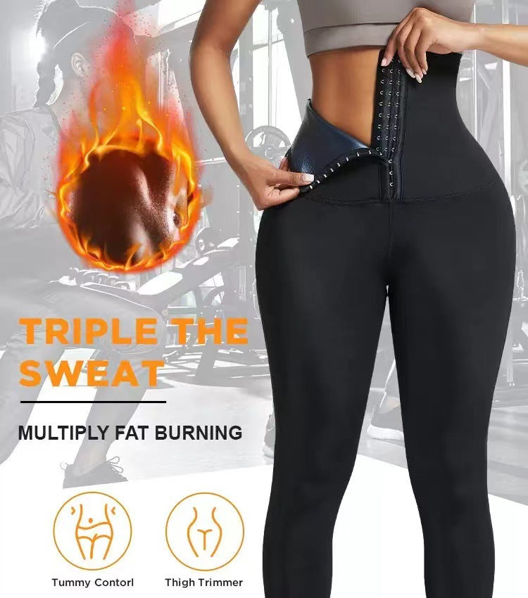 European and American breasted abdominal compression sweatpants, cropped pants, waist cinching yoga pants - V.I.P Digital Presence