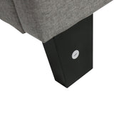 King Size Upholstered Platform Bed Frame with Button Tufted Linen Fabric Headboard Gray - V.I.P Digital Presence