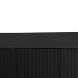 LED Carved Line 3 Door Storage Cabinet,Sideboard Buffet Cabinet With Adjustable Shelf,Large Storage Accent Cabinet - V.I.P Digital Presence