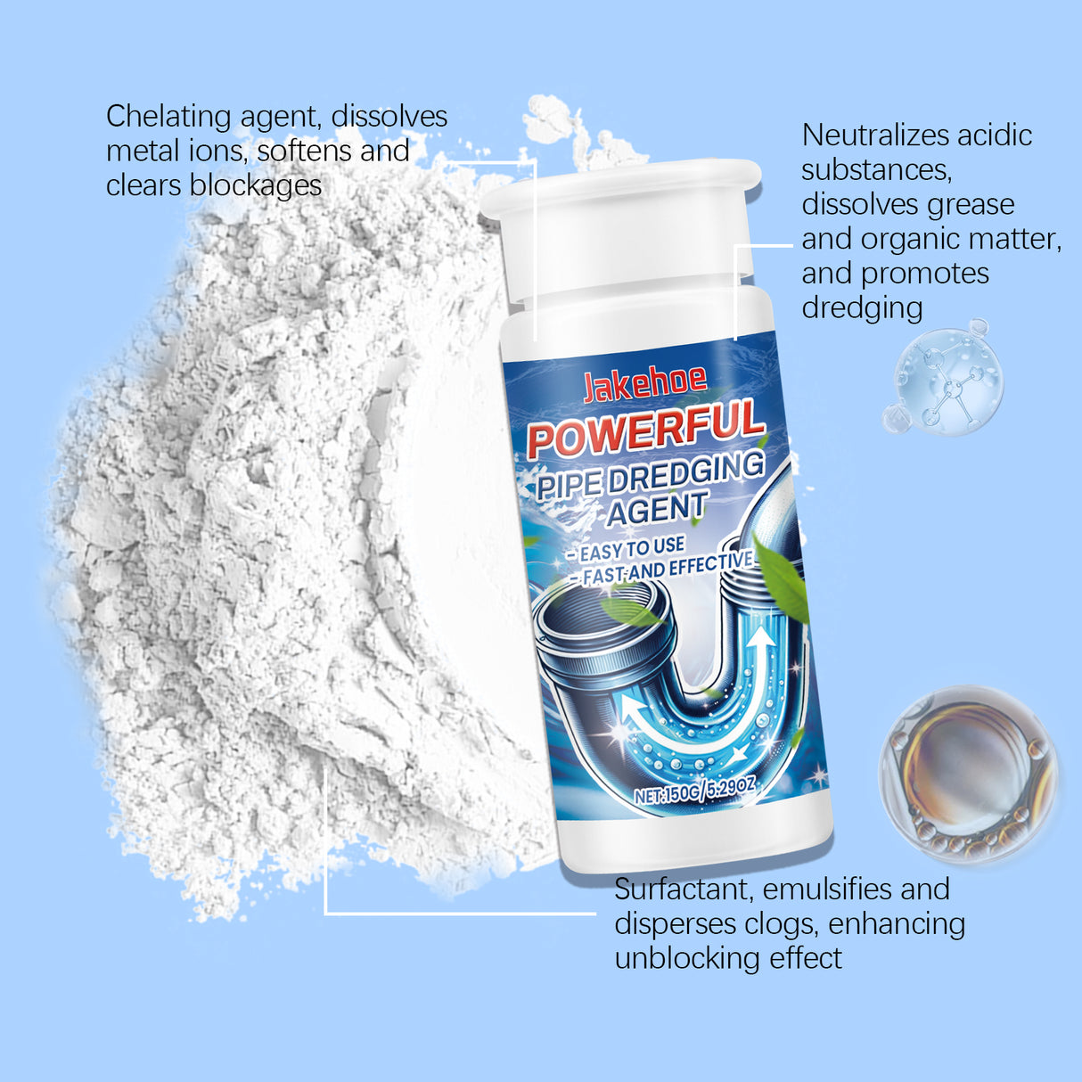 JAKEHOE drain Unclog cleaner, kitchen toilet sink drain clog unclog cleaner - V.I.P Digital Presence