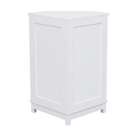 White Bathroom Cabinet Triangle Corner Storage Cabinet with Adjustable Shelf Modern Style MDF Board - V.I.P Digital Presence