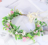 Forest style headwear with super fairy texture, simulated rose headband, flannel, rolled edges, rose green leaf garland - V.I.P Digital Presence