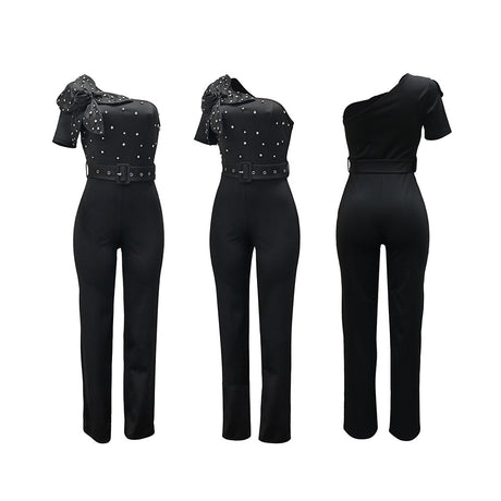 Sleeveless One-Piece Pants - European and American Style Off-the-Shoulder Short Sleeve Slim Fit - V.I.P Digital Presence