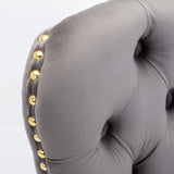 Thick gold rotating velvet bar stool with adjustable seat height of 25-33 inches and backrest (gray, set of 2 pieces)